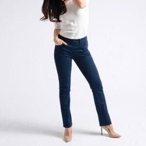 Betabrand Straight-Leg | 4-Pocket Pull On Yoga Denim Pant Medium, Short Petite